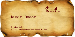 Kubis Andor névjegykártya